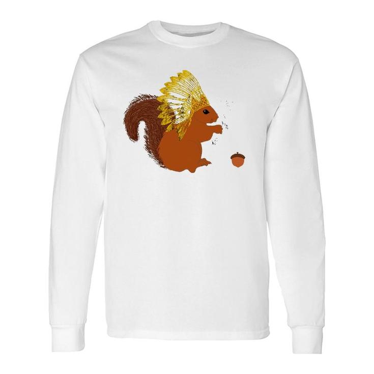 Native American Squirrel Indian Chief Pride Rodent Headdress Long Sleeve T-Shirt T-Shirt