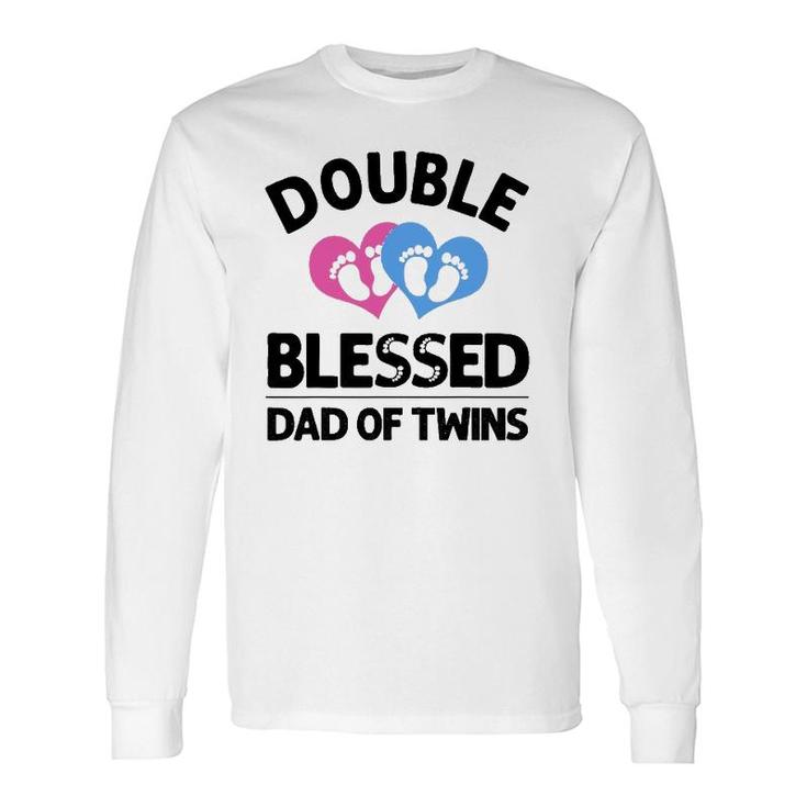 New Dad Of Twins Father Announcement Long Sleeve T-Shirt T-Shirt