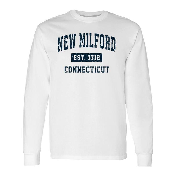 New Milford Connecticut Ct Vintage Sports Navy Print Long Sleeve T-Shirt T-Shirt