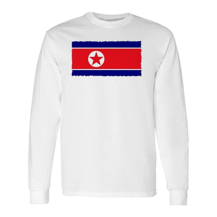 North Korea Flag Distressed Long Sleeve T-Shirt T-Shirt