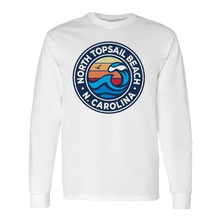North Topsail Beach North Carolina Nc Vintage Nautical Waves Long Sleeve T-Shirt T-Shirt