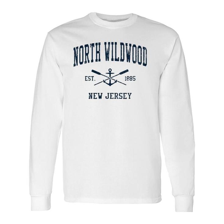 North Wildwood Nj Vintage Navy Crossed Oars & Boat Anchor Long Sleeve T-Shirt T-Shirt