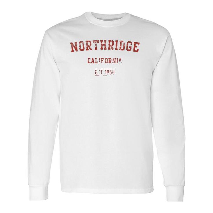 Northridge California Distressed Text Sport Style Long Sleeve T-Shirt