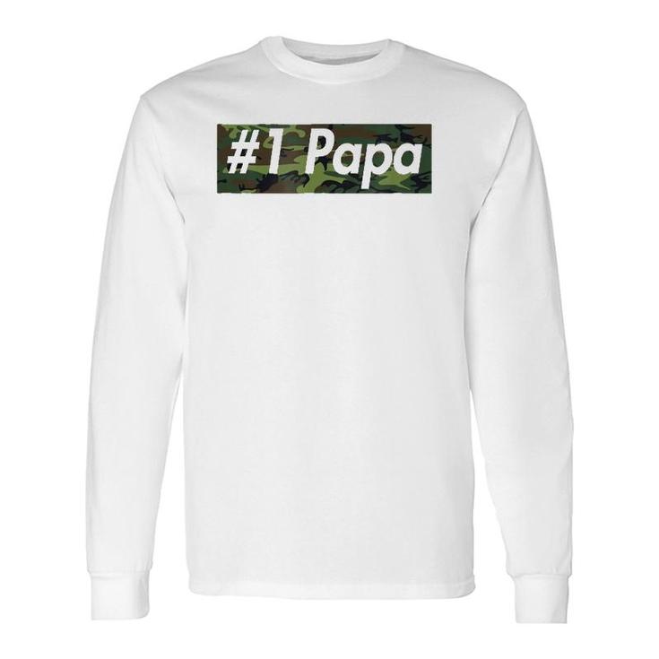 Number One Papa , Best Father, Dad Camo Box Long Sleeve T-Shirt T-Shirt