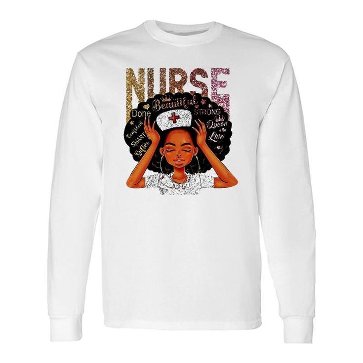 Nurse Black Woman Magic Afro Melanin Queen Black History Long Sleeve T-Shirt T-Shirt