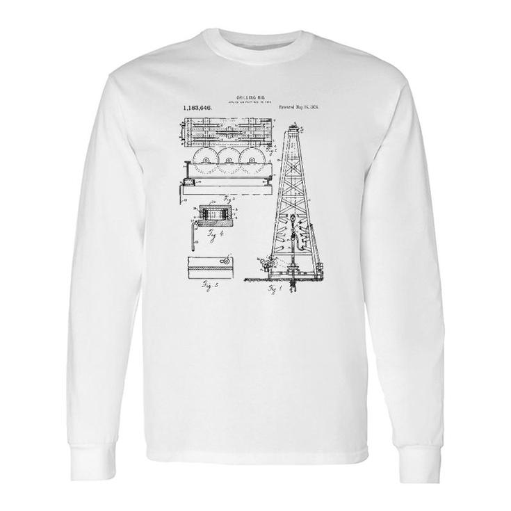 Oil Rig Blueprint Petroleum Engineer Oilfield Tee Long Sleeve T-Shirt T-Shirt