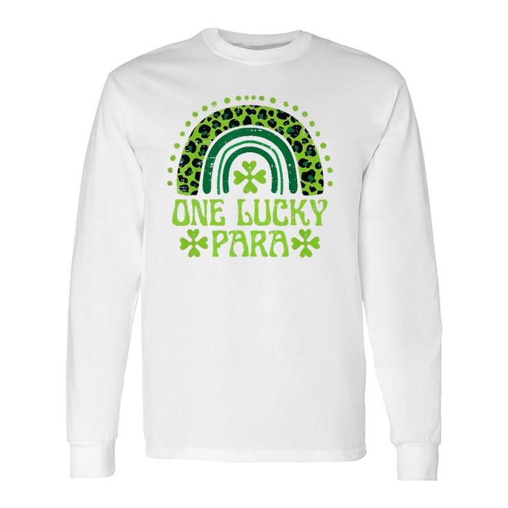 One Lucky Para St Patrick's Day Rainbow Leopard Paraprofessional Long Sleeve T-Shirt T-Shirt