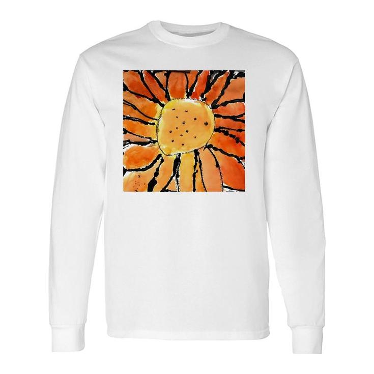 Orange Flower From A Child's Imagination Long Sleeve T-Shirt T-Shirt