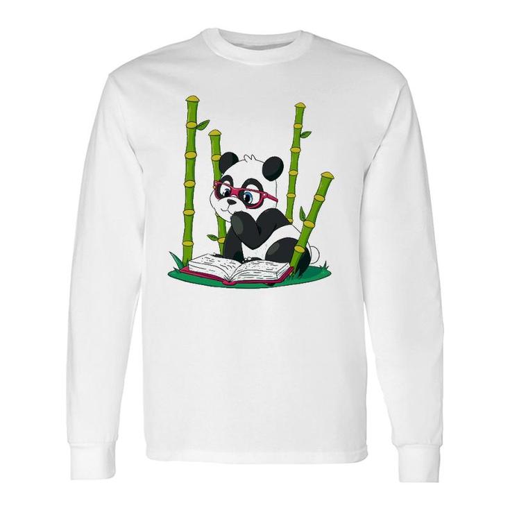 Panda Bear Book Worm Nerd Reading Bamboo Jungle Long Sleeve T-Shirt T-Shirt