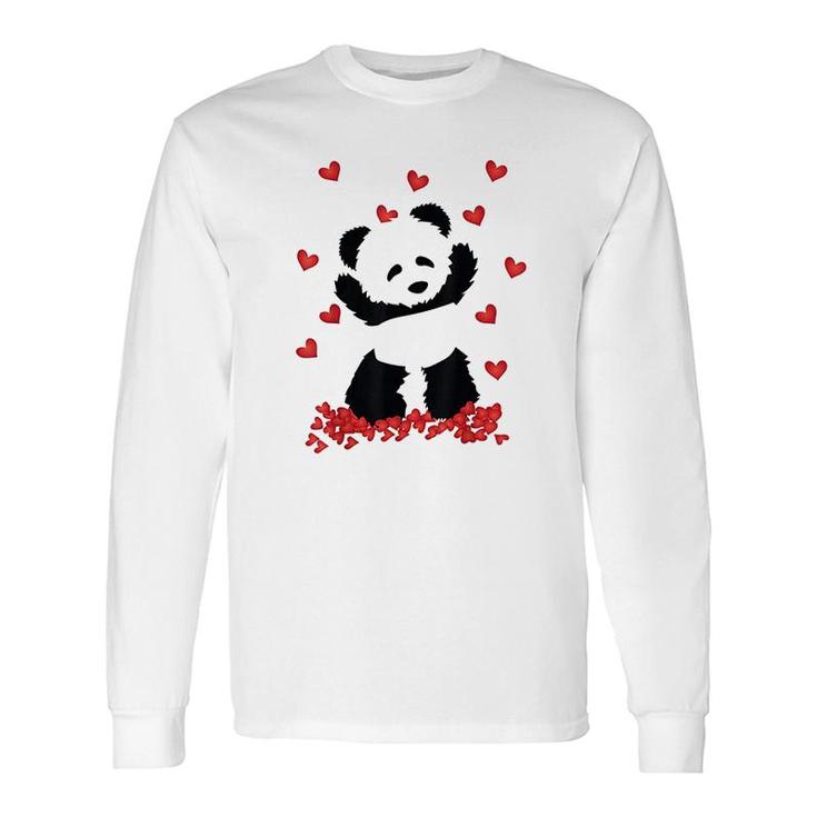 Panda With Hearts Valentines Day Long Sleeve T-Shirt