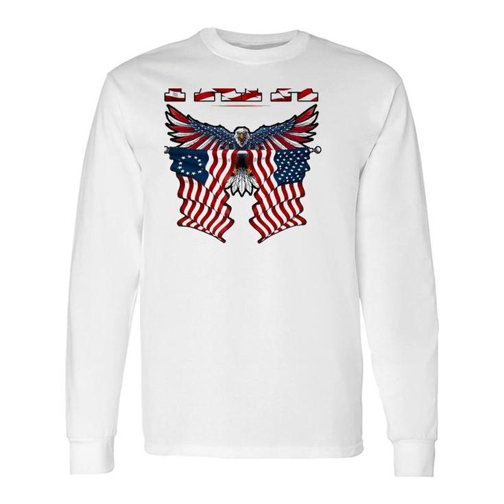 Papa American Flag Eagle Father's Day Long Sleeve T-Shirt T-Shirt