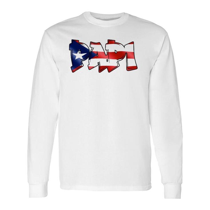 Papi Puerto Rican Flag Pr Pride Father Dad Boricua Long Sleeve T-Shirt T-Shirt
