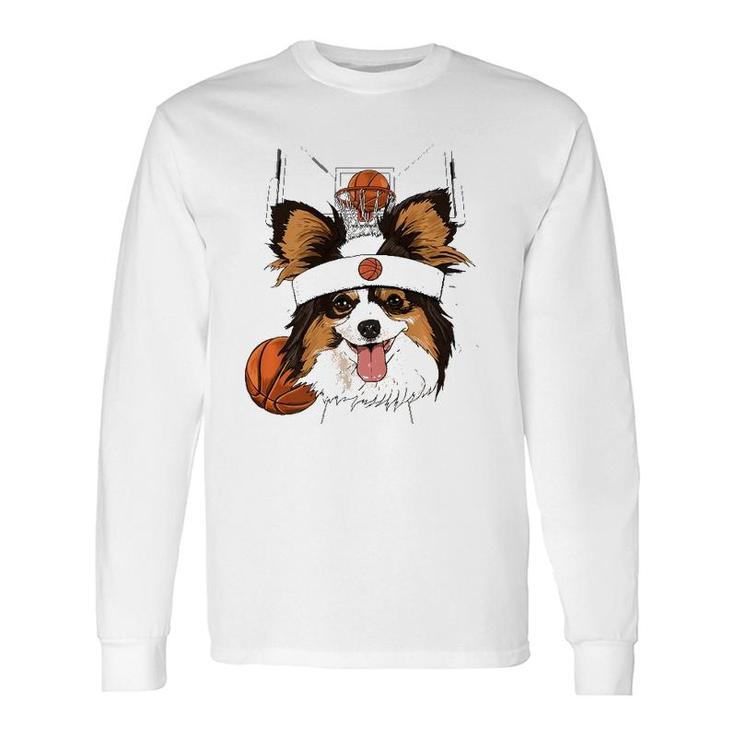 Papillon Basketball Dog Lovers Basketball Player Long Sleeve T-Shirt T-Shirt