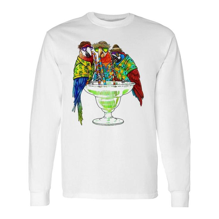 Parrots Drinking Margarita Hawaiian Vacation Birds Raglan Baseball Tee Long Sleeve T-Shirt T-Shirt