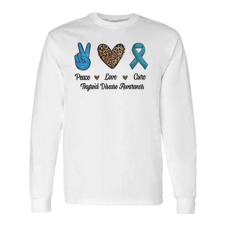 Peace Love Cure Thyroid Disease Awareness Survivor Leopard Long Sleeve T-Shirt T-Shirt