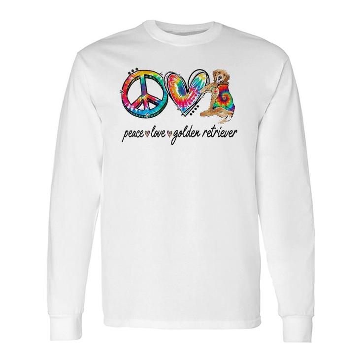 Peace Love Golden Retriever Tie Dye Rainbow Dog Lover V-Neck Long Sleeve T-Shirt T-Shirt