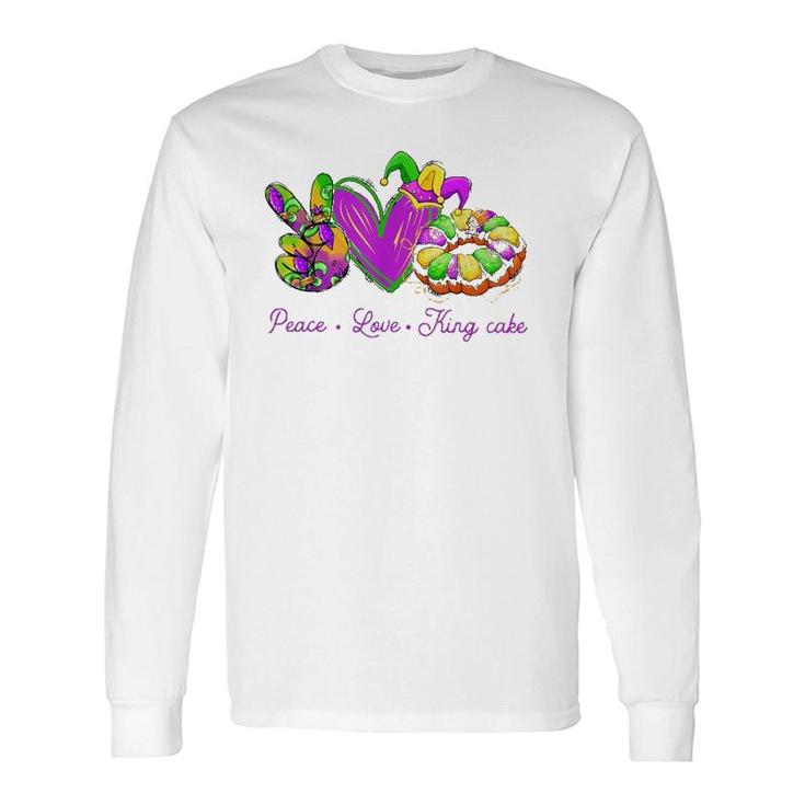 Peace Love King Cake Mardi Gras Party Carnival Long Sleeve T-Shirt T-Shirt