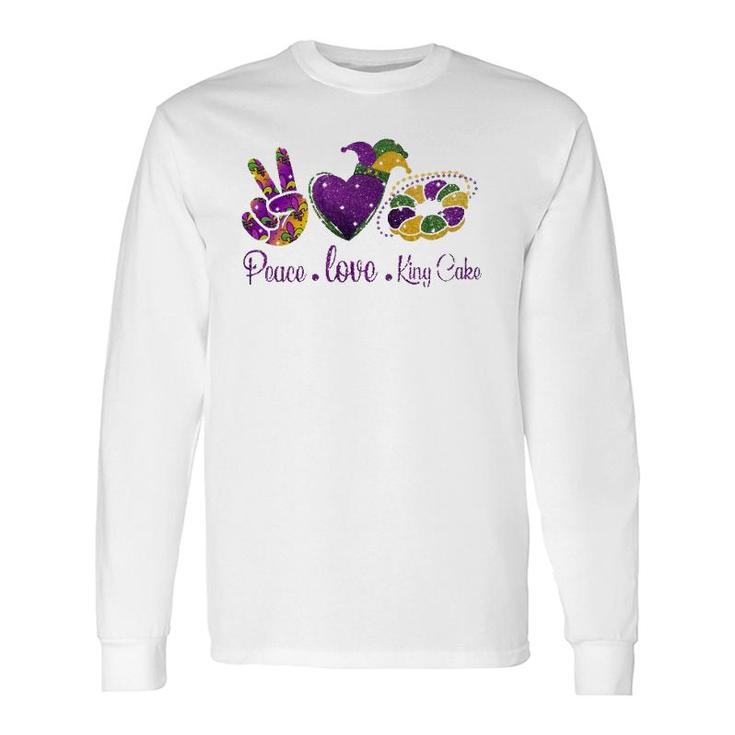 Peace Love King Cake A Mardi Gras Party Carnival Long Sleeve T-Shirt T-Shirt