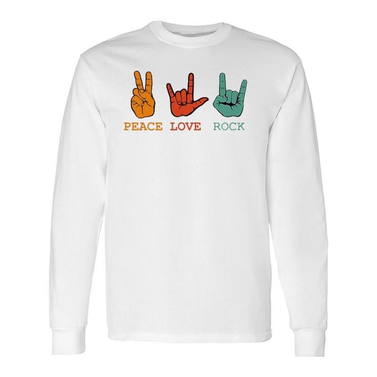Peace Love Rock And Roll Retro Vintage Peace Loving Musician Long Sleeve T-Shirt T-Shirt