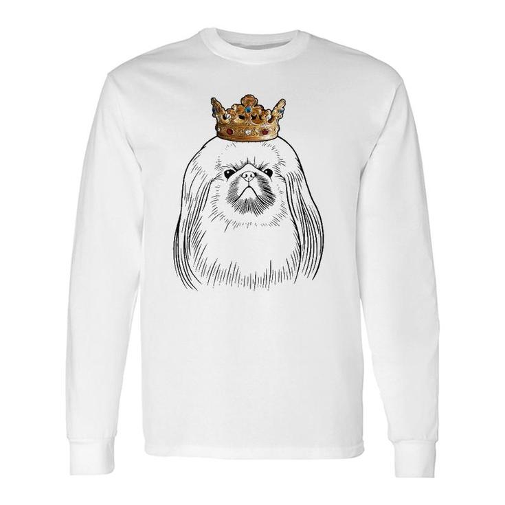 Pekingese Dog Wearing Crown Long Sleeve T-Shirt T-Shirt