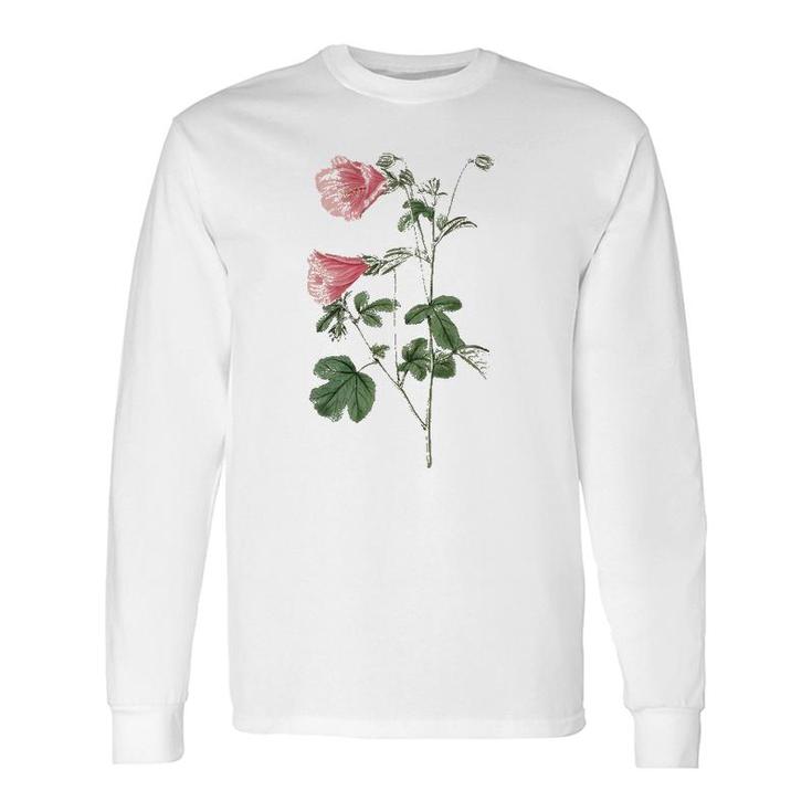 Pink Botanical Vintage Flower Long Sleeve T-Shirt T-Shirt