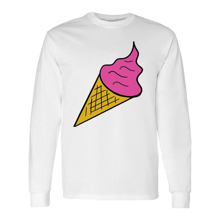 Pink Ice Cream Art Print Tee Clothing Love Long Sleeve T-Shirt T-Shirt