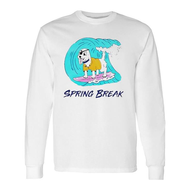 Pirate Dog Spring Break Surfing Dog Beach Vacation Long Sleeve T-Shirt T-Shirt