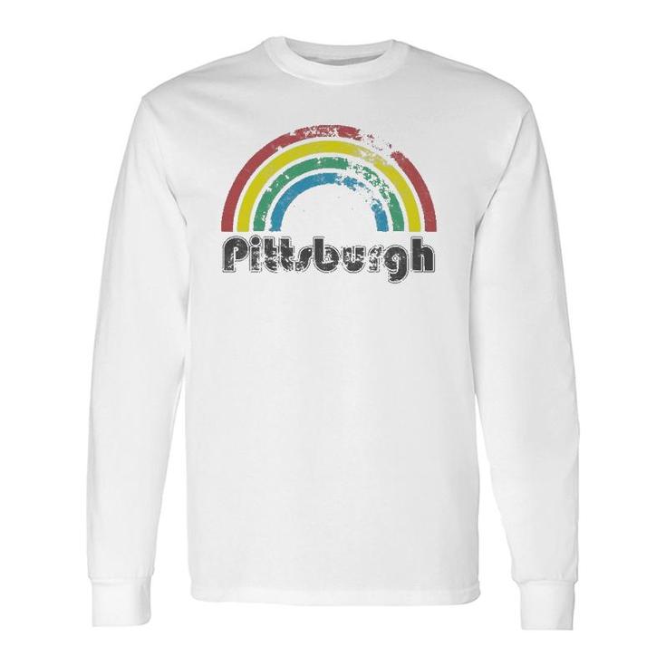 Pittsburgh Rainbow 70'S 80'S Style Retro Gay Pride Long Sleeve T-Shirt T-Shirt