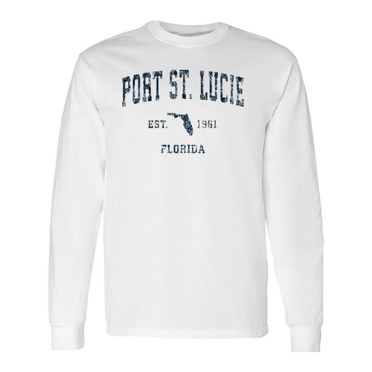 Port St Lucie Florida Fl Vintage Sports Navy Print Long Sleeve T-Shirt T-Shirt