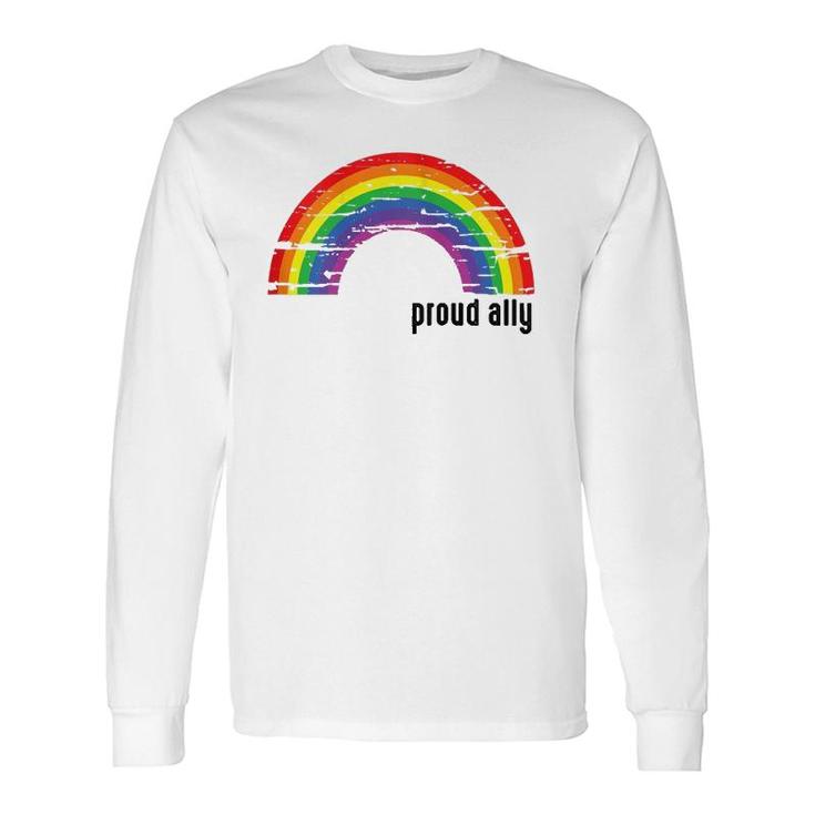 Proud Ally Lgbt Gay Pride For Friends Retro Rainbow Long Sleeve T-Shirt T-Shirt