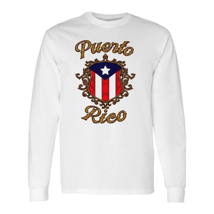 Puerto Rico Emblem Boricua Flag Puerto Rican Pride Long Sleeve T-Shirt T-Shirt
