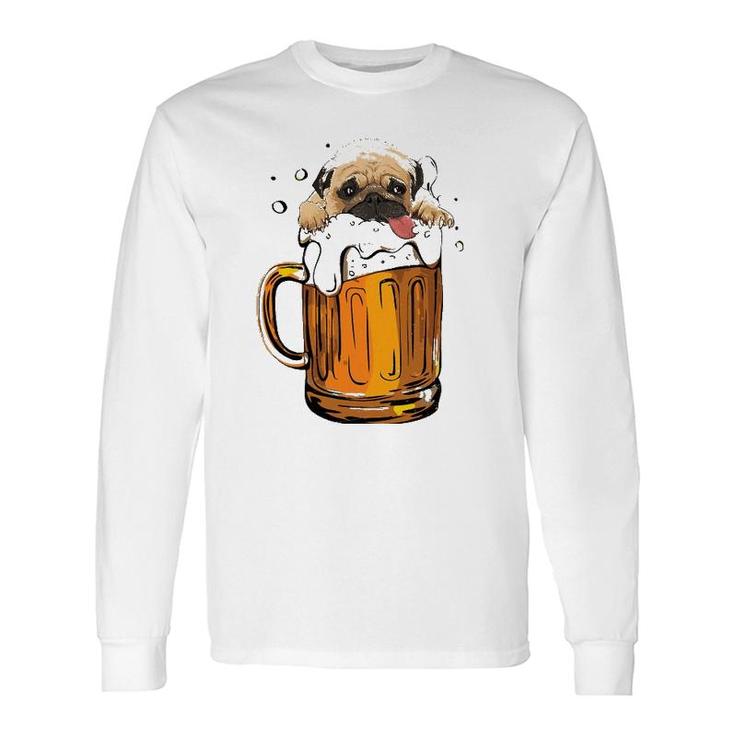 Pug Dog Beer Drinking Cute Dog Lovers Long Sleeve T-Shirt T-Shirt