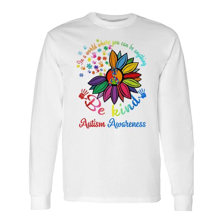 Puzzle Sunflower Be Kind Autism Awareness Mom Support Long Sleeve T-Shirt