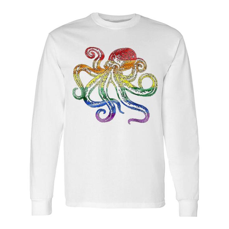 Rainbow Octopus Colorful Pride Long Sleeve T-Shirt