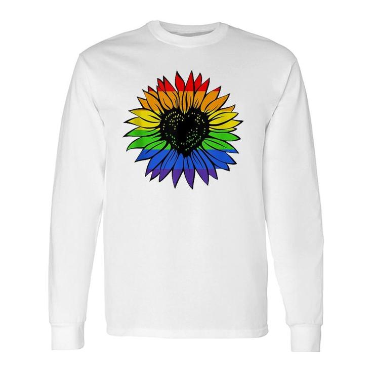 Rainbow Sunflower Lgbt Gay Lesbian Pride Long Sleeve T-Shirt T-Shirt