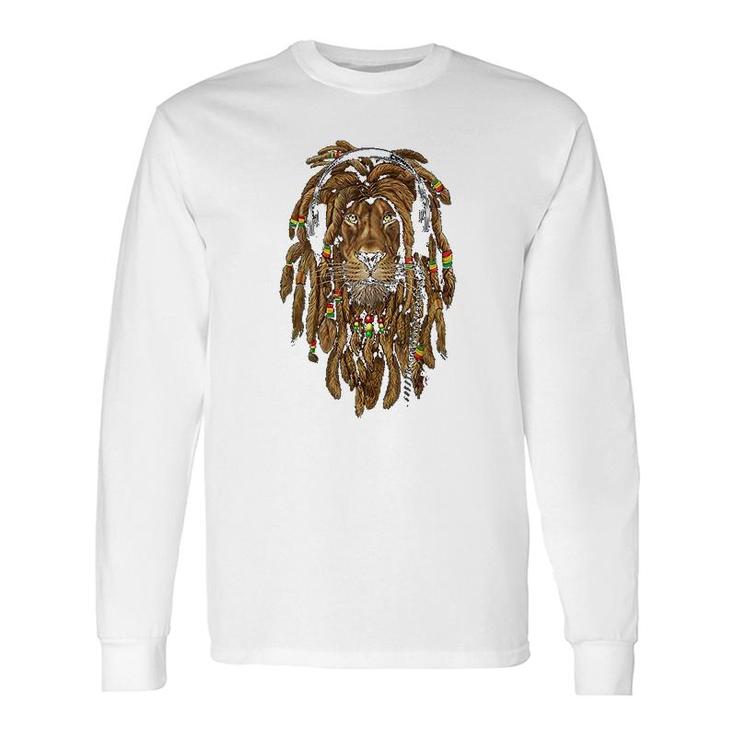 Rasta Lion Dreadlocks Reggae Cool For Rastafari Lover Long Sleeve T-Shirt