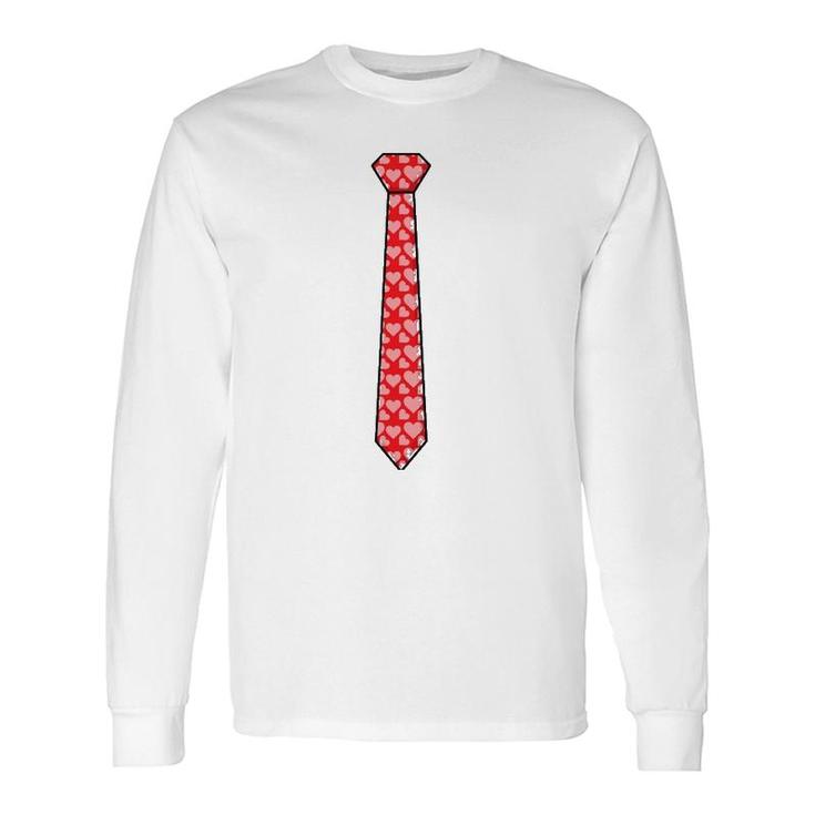 Red Tie With Hearts Cool Valentine's Day Long Sleeve T-Shirt T-Shirt
