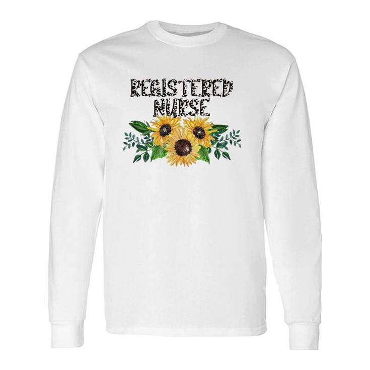 Registered Nurse Leopard Text Sunflower Rn Long Sleeve T-Shirt T-Shirt
