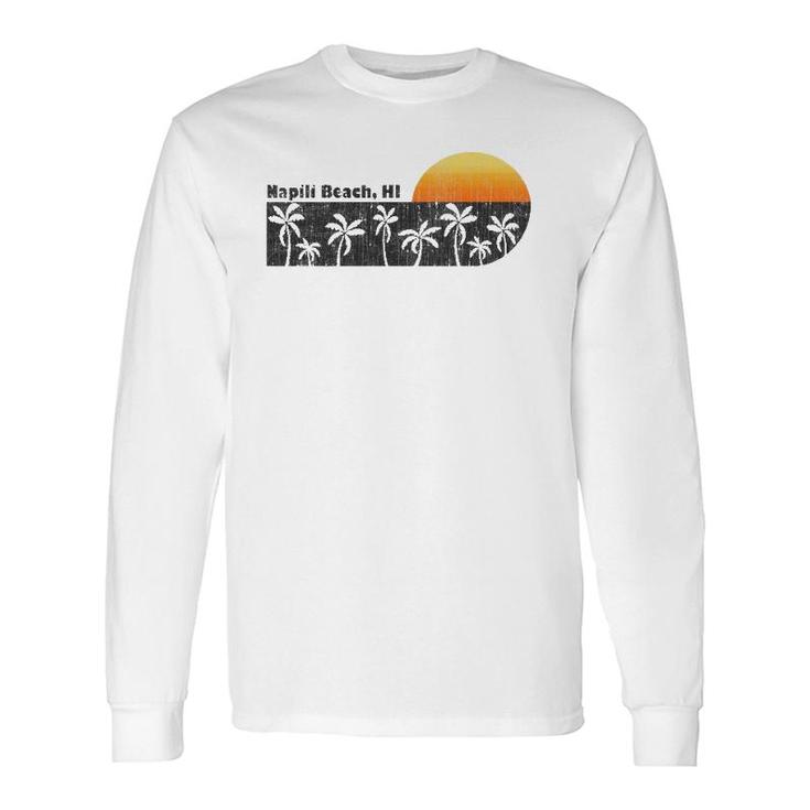 Retro Hawaiian Beach Vintage Napili Bay Sunset Long Sleeve T-Shirt T-Shirt