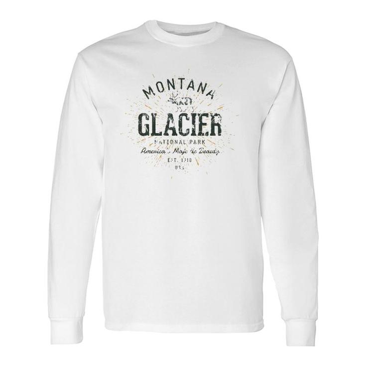 Retro Style Vintage Glacier National Park Long Sleeve T-Shirt T-Shirt