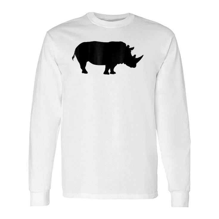 Rhinoceros Solid Black Silhouette Rhino Long Sleeve T-Shirt T-Shirt