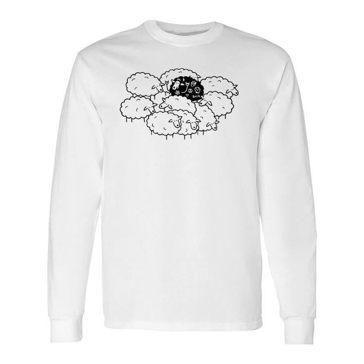 Rock N Roll Peace Love Black Sheep Animals Graphic Art Long Sleeve T-Shirt T-Shirt