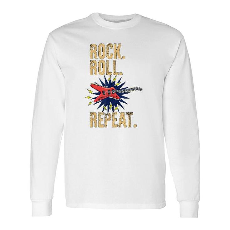 Rock Roll Guitar Repeat Long Sleeve T-Shirt T-Shirt