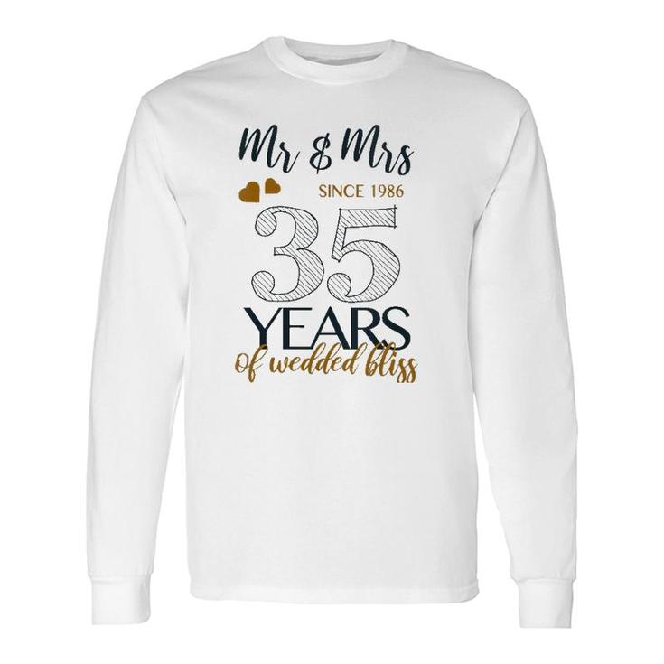 Romantic Mr & Mrs Since 1986 35Th Wedding Anniversary V-Neck Long Sleeve T-Shirt T-Shirt