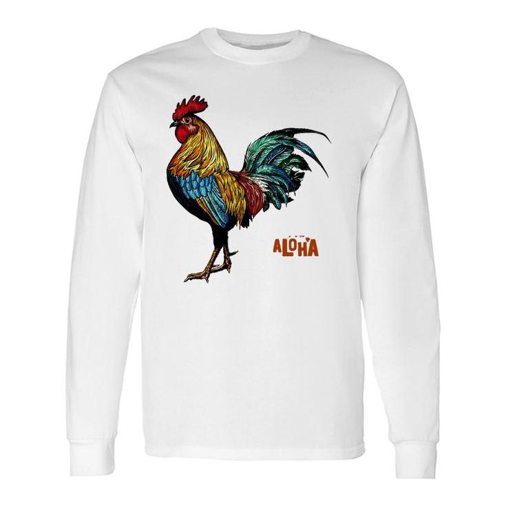 Rooster Chicken Hawaii Aloha Hawaiian Premium Long Sleeve T-Shirt T-Shirt