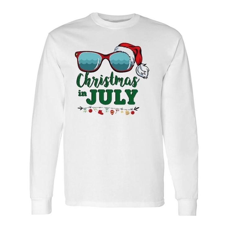 Santa Hat Sunglasses Summer Christmas In Julygift Long Sleeve T-Shirt T-Shirt