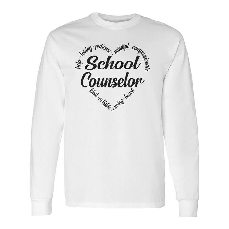 School Counselor Heart Word Cloud Long Sleeve T-Shirt T-Shirt