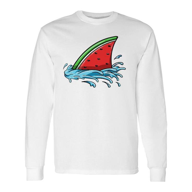 Shark Watermelon Lover Fish Fin Summer Fruit Slice Seeds Long Sleeve T-Shirt T-Shirt