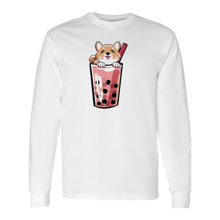 Shiba Inu Boba Bubble Milk Tea Kawaii Japanese Dog Owner Long Sleeve T-Shirt T-Shirt