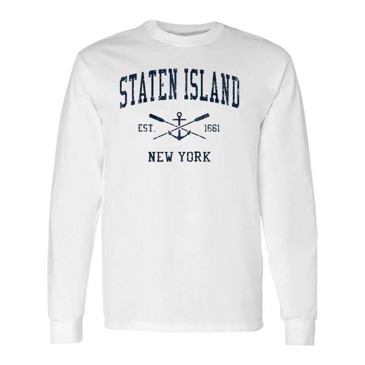 Staten Island Ny Vintage Navy Crossed Oars & Boat Anchor Long Sleeve T-Shirt T-Shirt
